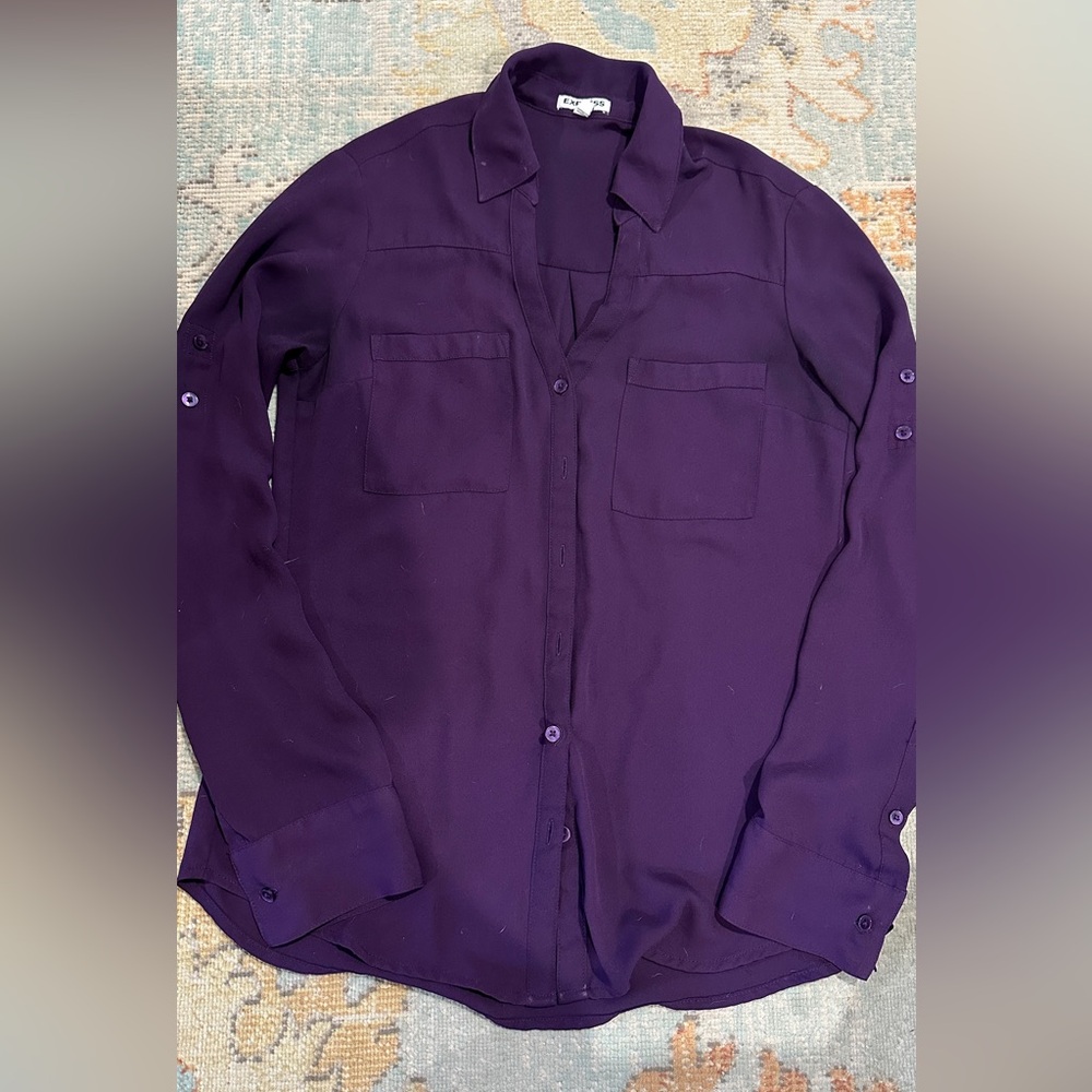 Express purple button down size xs